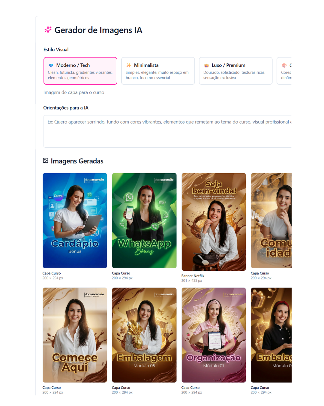 Fluzz Studio — gerador de imagens e estrutura de curso